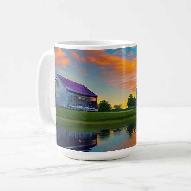 Mug Ferme Purple Roof Pond à Sunrise (Devant gauche)