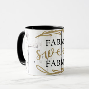 Mug Ferme Sweet Farm White Wood Country Farmhouse