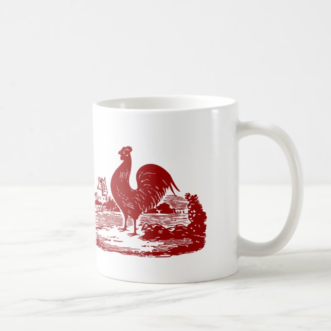 Mug Ferme vintage de pays de coq rouge élégant (Droite)