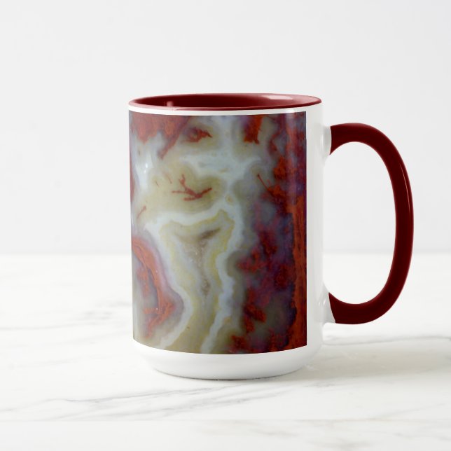 Mug Fermer la dalle d'Agate de la mousse rouge (Droite)