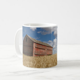 Mug Fermes   Vielle grange rouge en champ de blé