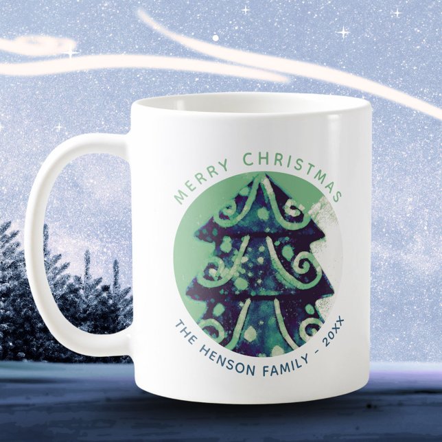 Mug Festif Arbre de Noël Nom de famille (Créateur téléchargé)