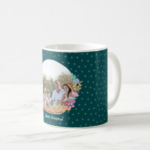 Mug Festif chats fleurie couronne de Noël photo verte