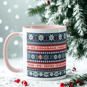 Mug Festif moderne mignon rose laide de Noël
