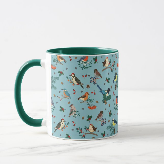 Mug Festif Oiseaux d'hiver Motif de Noël (Gauche)