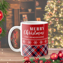Festif Rouge Tartan Plaid Noël personnalisé