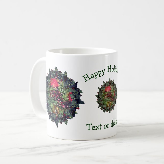 Mug Festif Wreath Fête de Noël personnalisée (Devant gauche)
