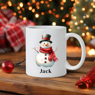Mug Festivale personnalisée Fête Rouge Scarf Snowman N