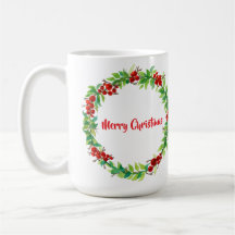 Festive Christmas wreath with red berries