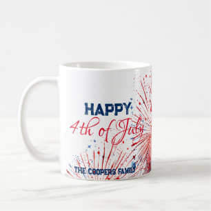 Mug Festive Fireworks Happy 4 juillet Nom personnalisé