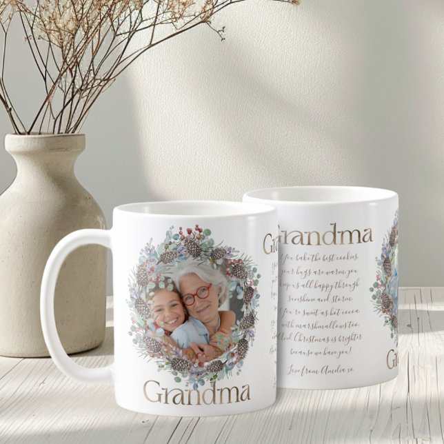 Mug Festive Grandma Faux Gold & Photo (Créateur téléchargé)