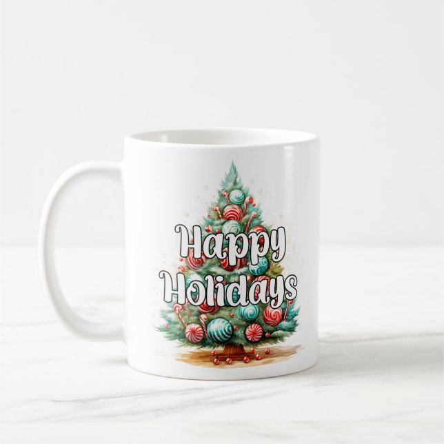 Mug Festive Happy Holidays Christmas Tree (Gauche)