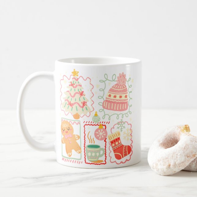 Mug Festive Holiday Cheer Design (Avec donut)