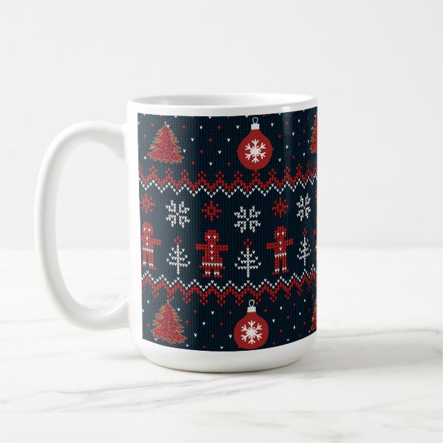 Mug Festive Knitted Snowflakes gingerbread pattern  (Gauche)