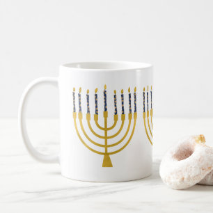 Mug Festive Menorah Hanoukka bougies bleues
