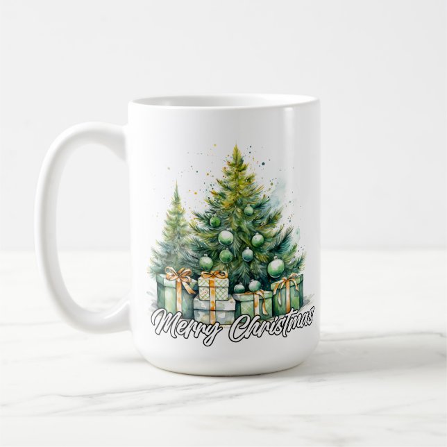 Mug Festive Merry Christmas Tree Happy Holidays (Gauche)