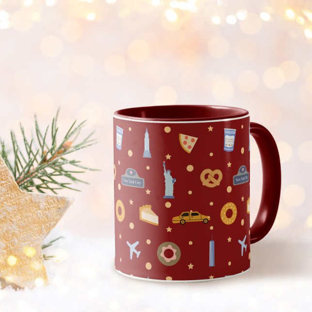 Mug Festive New York City Pattern Christmas Red (Créateur téléchargé)