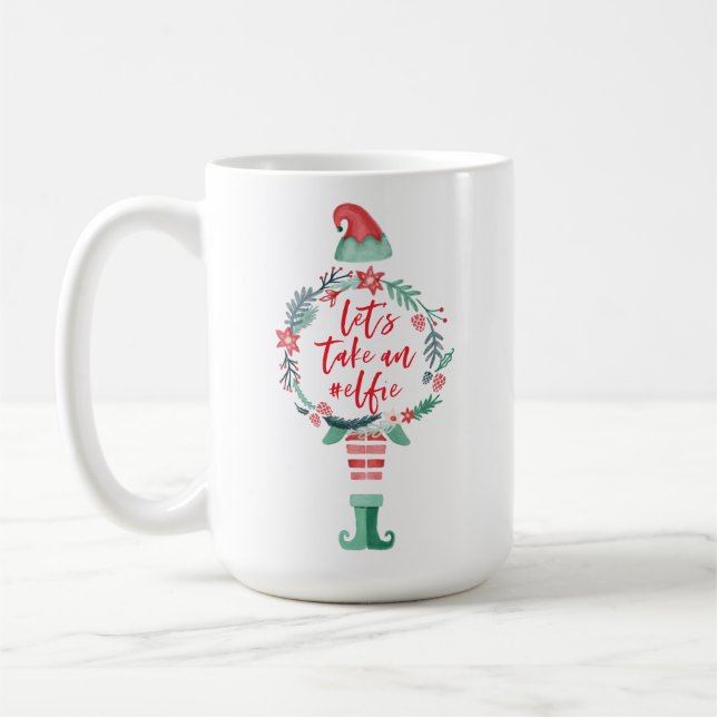 Mug Festive Noël Elfe Prenons un #Elfie (Gauche)