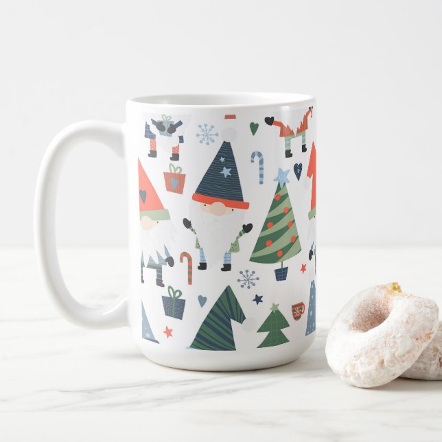Mug Festive Noël Gnomes Sucres de canne Arbres (Avec donut)