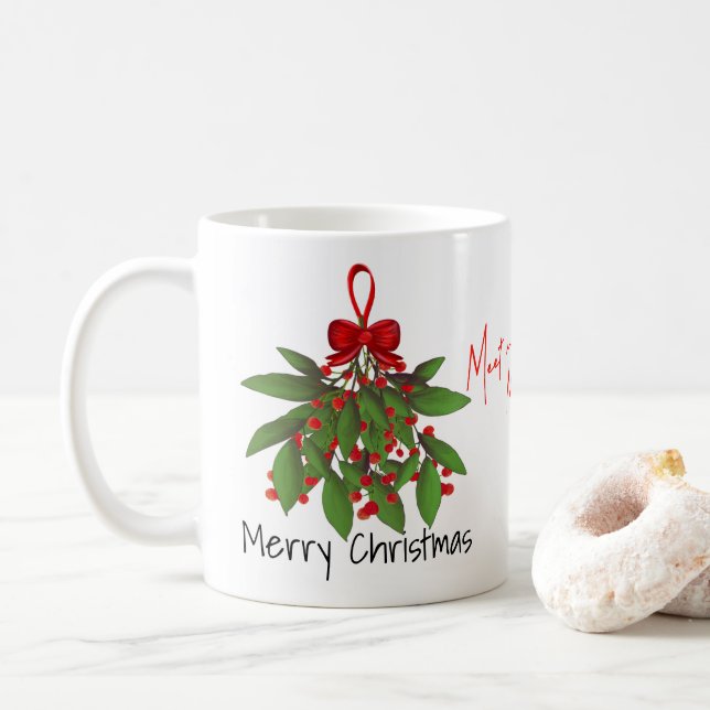 Mug Festive Red Meet Me Under the Mistletoe Christmas (Avec donut)