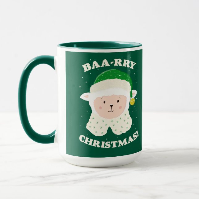 Mug Festive Sheep Says Baa-rry Christmas! (Gauche)
