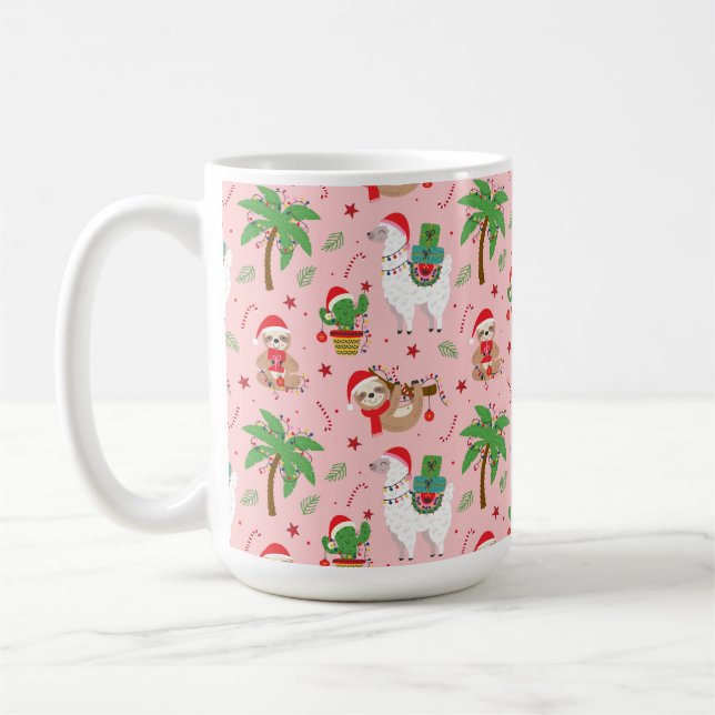 Mug Festive Sloths and Llamas Motif de vacances (Gauche)