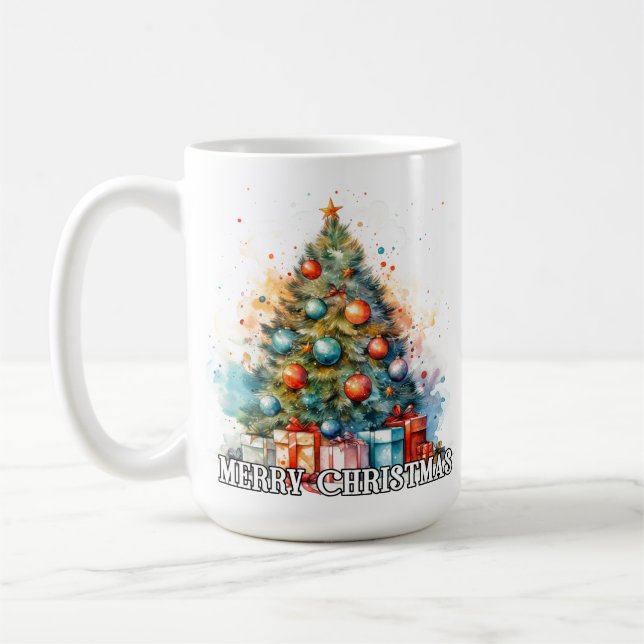 Mug Festive Whimsical Merry Christmas Tree (Gauche)