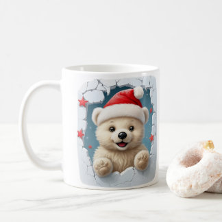 Mug Festive White Featuring Teddy Bear And Icy Design