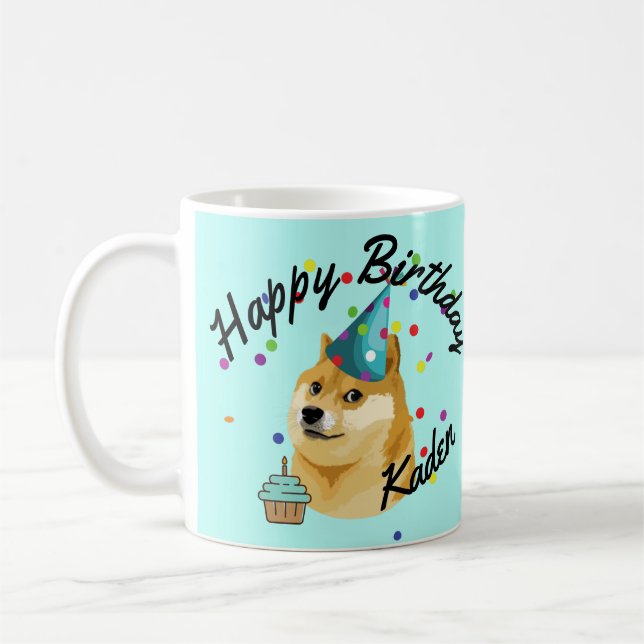 Mug Fête ! Anniversaire personnalisé du doge  (Gauche)