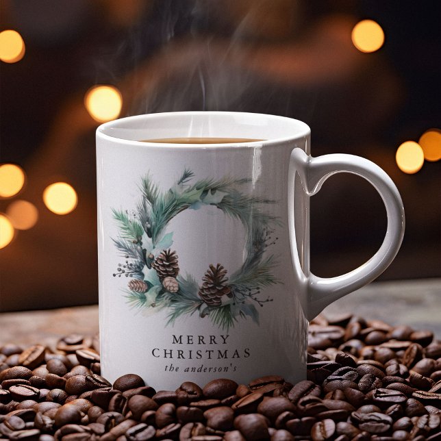Mug Fête botanique couronne Joyeux Noël (Créateur téléchargé)
