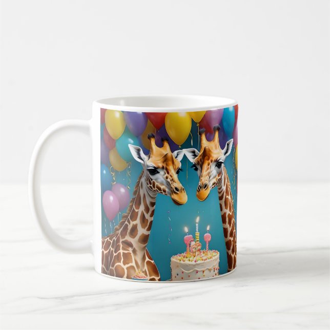 Mug Fête D'Anniversaire De Giraffe Avec Gâteau De Ball (Gauche)
