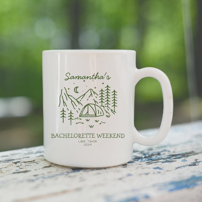 Mug Fête de Bachelorette de Camping Simple Moderne dan (Modern Simple Camping Bachelorette Party Nature Coffee Mug)