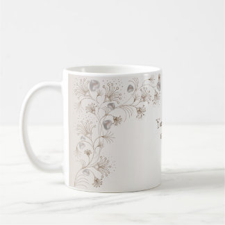 Mug Fête de mariage Tan Floral Heart Beige Élégant