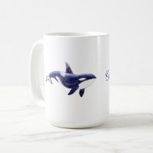 Fête de naissance baleine orque aquarelle
