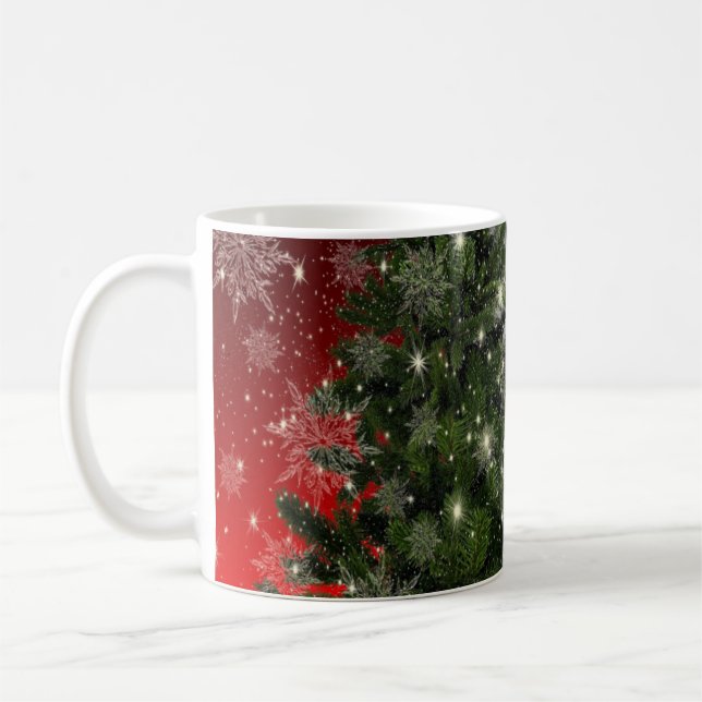 Mug Fête de Noël Arbre vert Rouge Argent Flèches (Gauche)