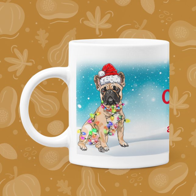 Mug Fête de Noël Carlin Père Noël Nom du chien (Créateur téléchargé)