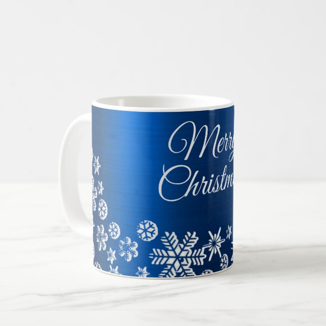 Mug Fête de Noël Pneus blancs Marine Bleu (Devant gauche)