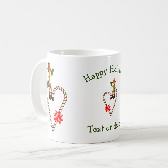 Mug Fête de Noël pour Sucre de canne Elf Homme (Devant gauche)
