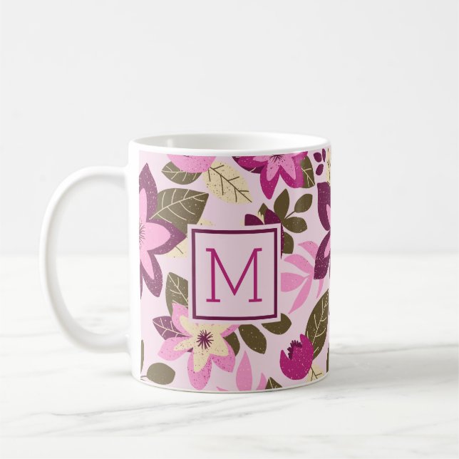 Mug Fête de Noël rose rose Floral (Gauche)