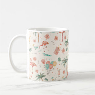 Mug Fête de plage Palmiers tropicaux Flamants roses