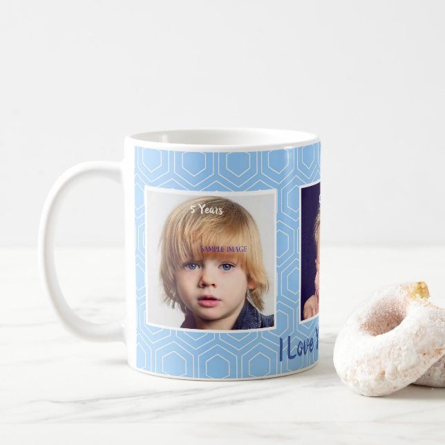 Mug Fête des mères, Bleu & Blanc, Photo personnelle (Avec donut)