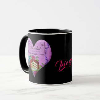 Mug Fête des mères coeur pourpre Chocolat