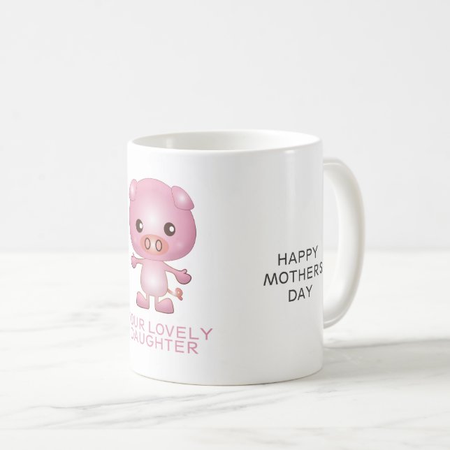 Mug Fête des mères de cochon de dessin animé (Devant droit)