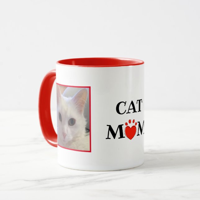 Mug Fête des mères de maman au chat Photos personnalis (Devant gauche)
