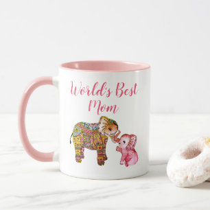 Mug Fête des mères des éléphants de Boho rose mignon