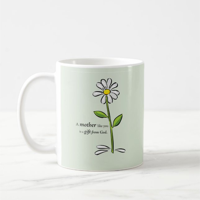 Mug Fête des Mères Fleur de marguerite verte religieus (Gauche)