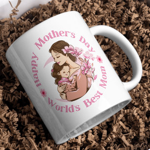 Mug fête des mères heureuses, monde meilleur maman, ro