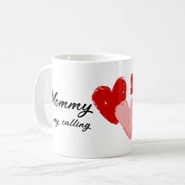 Mug Fête des mères maman Citation drôle Coeurs rose ro (Devant gauche)