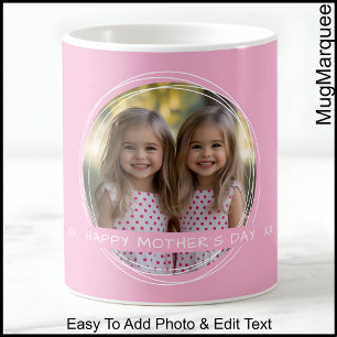 Mug Fête des mères, maman, jolie photo rose personnali