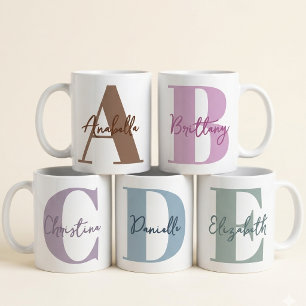 Mug Fête des Mères Monogramme Moderne Violet Initial